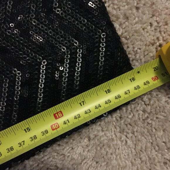 Art Deco Banana Republic Black Zig-Zag Sequin Sleeveless Shift Dress - Picture 12 of 13